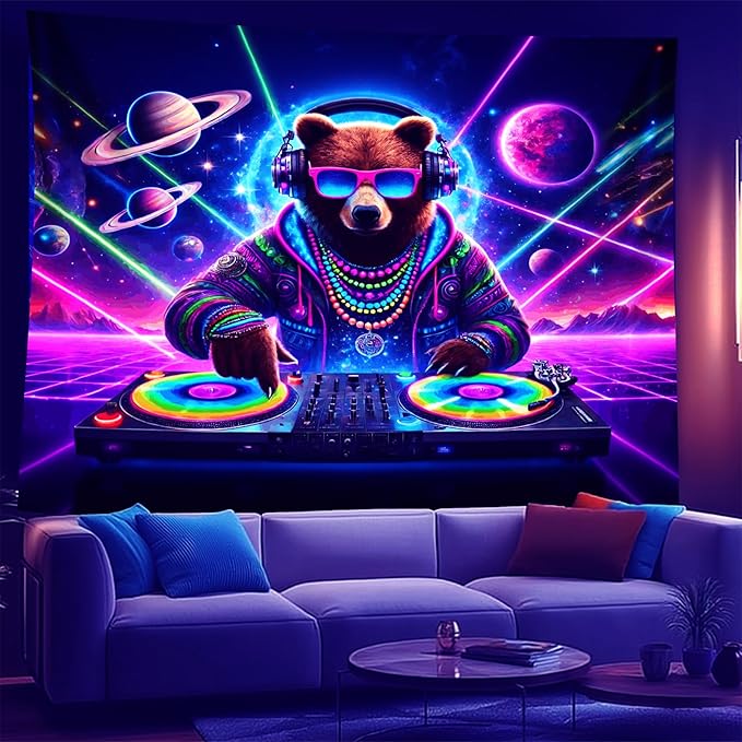 NYZE Astronaut Space Tapestry for Bedroom, Glow in the Dark Room Decor Wall Tapestries, Cool Galaxy Planet Wall Hanging, Wall Hanging for Men Guys Gamer Room Dorm Living Room 79in×59in