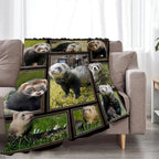 Cute Ferret Blanket for Women Girls Boys Men Funny Animal Ferrets Throw Blanket Plush Cozy Flannel Fleece Ultra Soft Fuzzy Blankets Gifts 60"X50"