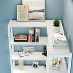 6-Shelf Corner Bookshelf, Vintage Industrial Corner Shelf Etagere Bookcase, Large Book Shelf with Metal Frame Open Storage Corner Cabinet (White-Lockers, Small)