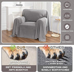 MYSKY HOME Armchair Couch Cover, Sofa Covers Washable, Couch Cover for Dogs, Sofa Slipcovers for 1 Cushion, Furniture Protector Cover, Soft Thick Sofa Throws, 71" x 91", Grey