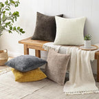 decorUhome Spring Cream White Chenille Euro Sham Throw Pillow Covers 22x22 Set of 2 Textured Slubby Couch Pillow Covers Farmhouse Accent Modern Neutral Decorative Pillow Cases for Bed Sofa Living Room