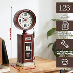 AYRELY® 16" Vintage Industrial Gas Pump Mantel Clock, Battery Operated Metal Clock Route 66 Decor,Retro Mechanical Decorative Clock Gifts for Home,Living Room,Fireplace, Man Cave Decor