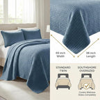 Southshore Fine Living, Inc. Twin Size Quilts, Microfiber Quilt, Lightweight Bedspread & Coverlet Sets, Pet Hair Resistant Bedding, XLTwin Quilt Coverlet with Pillow Sham, Coronet Blue Bedding