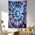 Ambesonne Trippy Tapestry, Indigo Tones Outer Space Featuring Moon with Psychedelic Abstract Woods, Fabric Wall Hanging Decor for Bedroom Living Room Dorm, 30" X 45", Pale Fuchsia Sea Blue