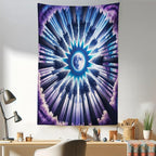 Ambesonne Trippy Tapestry, Indigo Tones Outer Space Featuring Moon with Psychedelic Abstract Woods, Fabric Wall Hanging Decor for Bedroom Living Room Dorm, 30" X 45", Pale Fuchsia Sea Blue