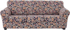 KRFOONN 4 Piece Printed Sofa Couch Cover for 3 Cushion Couches Stretch Sofa Slipcovers with 3 Separate Seat Cushion Covers Washable Furniture Protector with Elastic Bottom (Sofa, 62)