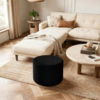 Round Boucle Pouf Ottoman Footrest – Soft & Lightweight Footstool with Full Foam Filling for Living Room, Bedroom