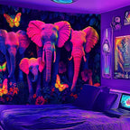 NYZE Elephant Tapestry for Bedroom, Glow in the Dark Room Decor Wall Tapestries, Cool Galaxy Planet Wall Hanging, Wall Hanging for Gamer Room Dorm Living Room 79in×59in
