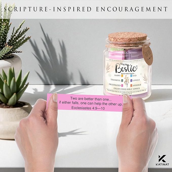 Bible Verse Jar for Daughter – 92 Color-Coded Scriptures of Encouragement, Birthday & Christmas Gift, Christian Keepsake, Daughter-in-Law Gift (Bible Verse Jar For Bestie)