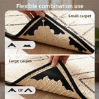 16 Pcs Rug Carpet Non Slip Grippers, No Damage Reusable Rug Tape for Hardwood Floors and Tiles, Keep Corners Flat, Double-Sided Adhesive Area Rugs
