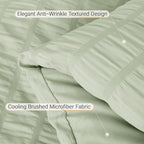 MUXHOMO 7 Pieces King Comforter Set, Seersucker Bed in a Bag King Size, All Season Luxury Bedding Set with Comforter, Flat Sheet, Fitted Sheet, Pillowcases & Shams, Light Green