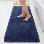 ILANGO Navy Blue Bathroom Rugs 60" × 24" Non Slip & Super Absorbent Thick Soft, Washable Bath Carpet Runner for Floor, Microfiber Plush Shaggy Bath Mats with Rubber for Bedroom Bathtub Shower Room