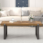 EXCEFUR Modern Coffee Table, Industrial Wood and Metal Center Table, Cocktail Tea Table for Living Room Home Office, Rustic Brown, 44 Inch