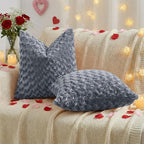 FUTEI Grey Decorative Throw Pillow Covers 12x20 Inch Set of 2,Soft Solid Rose Swirl Textured Lumbar Pillow Case,Valentine's Day Decor for Couch Living Room
