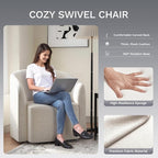 COLAMY Swivel Accent Chair, Modern Barrel Round Chair, Upholstered Comfy Living Room Chair with Armrest, Armchair for Reading Room/Bedroom/Waiting Room/Office, No Assembly, Beige