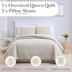 Southshore Fine Living, Inc. Full/Queen Quilt Bedding Set, Microfiber Quilts Queen Size, Coverlet, Stain & Pet Hair Resistant Bedding, Full Size Bedspread with 2 Pillow Shams, Bone (Pack of 4)