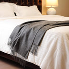 CUDDLE DREAMS Premium Cashmere Throw Blanket with Fringe, Luxuriously Soft (Gray)