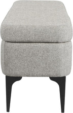 HomePop Upholstered Storage Bench with Metal Leg, 42" W, Cool Gray Woven