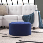 Howard Elliott Round Pouf Ottoman Foot Rest With Cover, Round Stuffed Foot Stool Filled with Polyester Fiber, Fluffy Comfortable Soft Seating for Living Room & Bedroom, 22 x 22 x 12 Inch, Bella Royal