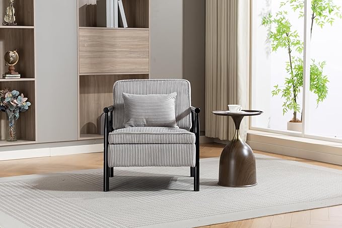 KEIKI Mid Century Modern Accent Chair with Storage, Functional Armchair with Hidden Storage Compartment, Includes Lumbar Pillow