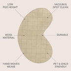 JONATHAN Y Bean Grid Handwoven Wool Beige/Light Brown Shaped Indoor Area Rug, 5x8, Modern, Plaid, Easy-Cleaning for Living Room, Bedroom, Kitchen, Pet Friendly, Non-Shedding (GST104A-5)