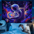 NYZE Astronaut Space Tapestry for Bedroom, Glow in the Dark Room Decor Wall Tapestries, Cool Galaxy Planet Wall Hanging, Wall Hanging for Men Guys Gamer Room Dorm Living Room 59in×51in
