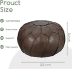 Thgonwid Round Unstuffed Pouf Cover, Leather Foot Stool Ottoman with Storage, Bean Bag Floor Chair, Multi Functional Footrest for Living Room, Bedroom or Balcony (Deep Coffee)