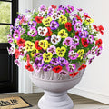 MARTINE MALL 18 Bundles Artificial Flowers for Outdoors, Fake Outdoor Flowers, Fake Pansy Faux Plants Outdoor UV Resistant Silk Pansy Flowers for Planters Indoor Porch Decor (Mix Colors)