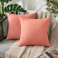 MIULEE Pack of 2 Decorative Outdoor Solid Waterproof Throw Pillow Covers Spring Valentine Faux Linen Garden Farmhouse Cushion Cases for Patio Tent Balcony Couch Sofa 20x20 Inch Blush Pink