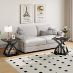 ChooChoo End Side Table, Modern End Table with Storage Shelf, X-Design Side Table Living Room (Black)