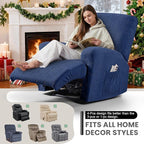VANSOFY Recliner Chair Covers, 4-Pieces Stretch Recliner Cover Jacquard Soft Reclining Chair Slipcover Furniture Protector with Elastic Bottom for Lazy Boy Recliner(Dark Blue)