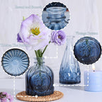 Navy Blue Glass Bud Vases Set of 5, Mini Flower Vase for Centerpieces, Small Clear Vases in Bulk for Wedding Decorations, Vintage Vase for Table, Graduation, Home Décor