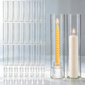 24 Set Glass Hurricane Candle Holders - 12" Tall Clear Glass Candlestick Holders for Taper Candles with Cylinder Chimney for Wedding, Party, and Home Table Centerpiece Decoration