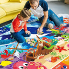 Baby Play Mat for Floor, ABC Kids Play Mat, Sea Animals Kids Rugs for Girls and Boys Playroom, Foldable Rug for Baby Toddler Infants Crawling Playing (Blue, 78.7X59 INCH)