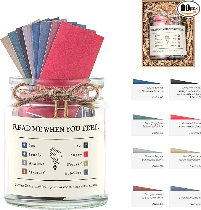 Bible Verse Jar for Christmas Gifts, Initial H Read Me When Prayer, Emotion and Feelings Scripture, Spirit-lifiting Jar Christian Gifts for Women, Scriptural Study Supplies Men Art Work for Family