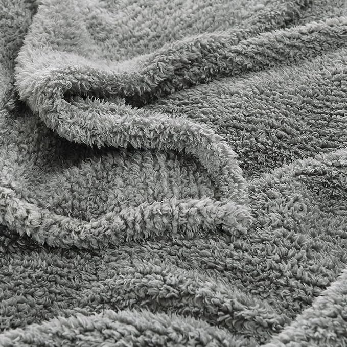 HORIMOTE HOME Ultra Soft Cozy Sherpa Throw Blanket, Grey Pattern Reversible, Light Weight Warm Decorative Boho Style Throw Blanket Cover for Sofa, Couch, Bedroom,Travel, Outdoor,60”x80”