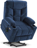 MCombo Power Lift Recliner Chair for Elderly, Electric Lift Chair with Extended Footrest, USB Ports, Cup Holders, Fabric 7281 (Navy Blue, Small)