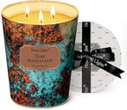 HomeLights Scented Candles | Large Jar 34 Oz Natural Soy Candle | 130 hrs Long-Lasting with 3 Wicks | Industrial Chic Home Decor | Gifts for Mom & Women, Teak Mahogany
