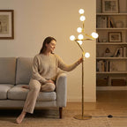 Tree Branch Floor Lamp for Living Room, 9-Light Gothic Moon Branch Floor Lamp, Wood Grain Resin & Metal Base for Farmhouse, Bedroom, Office,Halloween Decor(66")