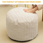Round Stuffed Pouf Ottoman for Foot Rest, Storage Ottoman Pouf Foot Stool Cushion, Faux Fur Poufs with Foam Chunk Filling, 20 X 15 Inch Floor Chair for Living Room Bedroom Home Decor, Beige