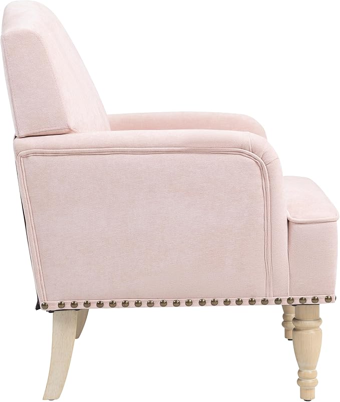 KEIKI Modern Accent Chair for Living Room and Bedroom,Comfortable Fabric Armchair with High-Density Foam, Sturdy Wood Legs, Stylish Lounge Chair for Home Office and Small Spaces