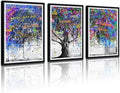 Novatique Tree Canvas Wall Art Graffiti Colorful Wall Decor Tree Abstract Graffiti Canvas Prints Nature Painting Artwork for Living Room Bedroom,24" x 36" x 3pcs