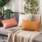 MIULEE Pack of 2 Decorative Outdoor Solid Waterproof Throw Pillow Covers Spring Valentine Faux Linen Garden Farmhouse Cushion Cases for Patio Tent Balcony Couch Sofa 20x20 Inch Blush Pink