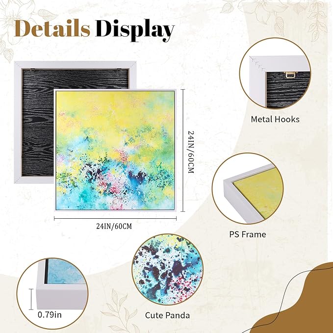 Charouse 2 Piece Framed Wall Decor Christmas GIft Color Fusion Modern Wall Art for Living Room Office Bedroom Yellow Flower Rain Panda Pictures Wall Decor 24*24 Inch Colorful Wall Aabstract Artcanvas wall art