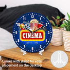 SPUNKER Wall Clock,Cinema Theme Wall Clocks,Movie Time Popcorn Battery Operated Wall Clock Silent Non-Ticking Decorative for Home Kitchen Bathroom Living Room Bedroom Office 10 Inch