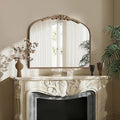 Besdomus Gold Vintage Vanity Mirror: 24"x 32" French Baroque Arched Mirror - Traditional Ornate Antique Mirrors for Wall/Dresser/Mantel/Bedroom/Entryway/Bathroom/Hallway - Home Decor for Living Room