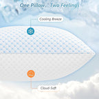 Cooling Firm Bed Pillows Set of 2, Shredded Memory Foam Pillows for Sleeping Luxury Gel Pillows for Side Back Stomach Sleepers with Removable Washable Cover(Blue, King(U.S. Standard))