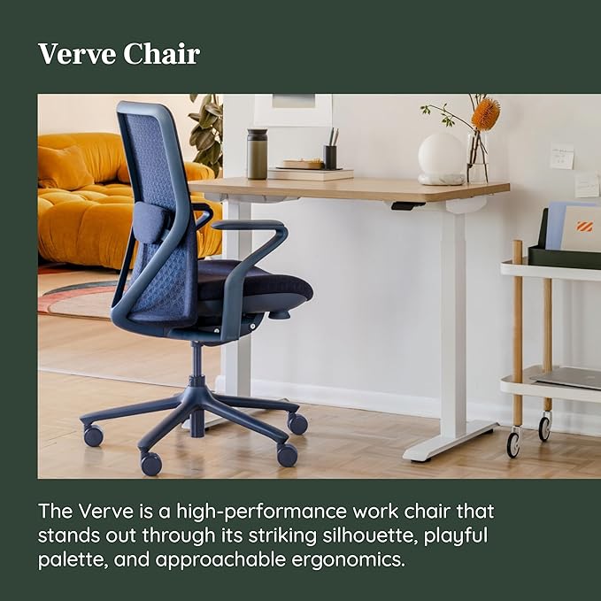 Branch Verve Chair - High Performance Executive Office Chair with Contoured Back and Adjustable Lumbar Support - High Density Foam Cushion and 3D Knit Back - Fits 5' to 6', Up to 275 lbs, Cobalt