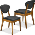 Best Choice Products Dining Chairs Set of 2, Mid-Century Modern Upholstered Wood, Armless w/Seat Cushion, Padded Backrest - Walnut/Charcoal