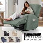 VANSOFY Oversized Recliner Chair Covers, 4-Pieces Stretch Recliner Cover Jacquard Soft Reclining Chair Slipcover Furniture Protector with Elastic Bottom for Lazy Boy Recliner(Bean Green)